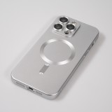 iPhone 16 Pro Max Case Hülle - Gummi weich mit Kameraschutzglas MagSafe - Silber