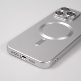 iPhone 16 Pro Max Case Hülle - Gummi weich mit Kameraschutzglas MagSafe - Silber