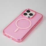 iPhone 15 Pro Max Case Hülle - Hartes Silikon mit Glitzer Rückseite und MagSafe - Rosa