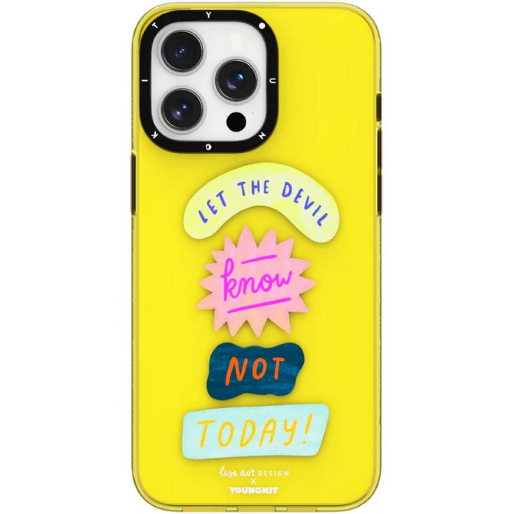 iPhone 15 Pro Case Hülle - Youngkit @LisadotDesign Positive Quotes Case Let the Devil know