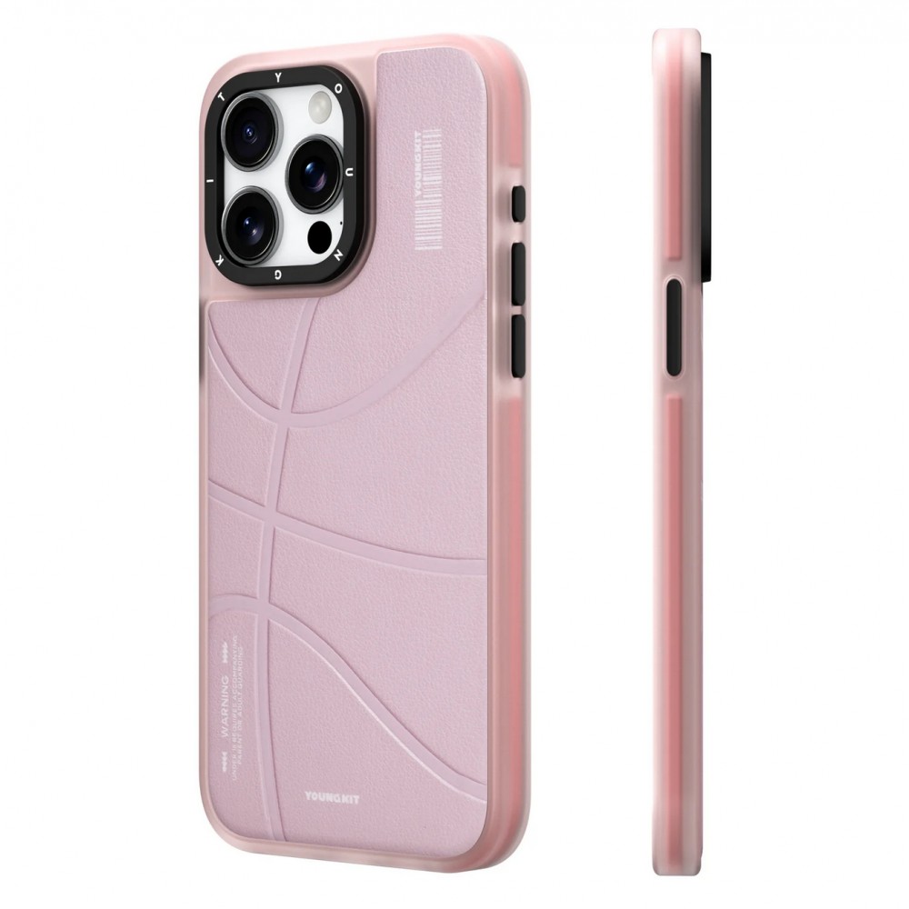 iPhone 15 Pro Max Case Hülle - Youngkit Passionate Backboard Leather Case mit Magsafe - Rosa