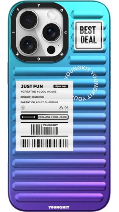 iPhone 16 Pro Max Case Hülle - Youngkit Glow Luggage-Inspired - Violett/blau