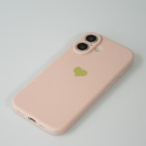 iPhone 16 Case Hülle - Silikon Mat Herz gold - Rosa