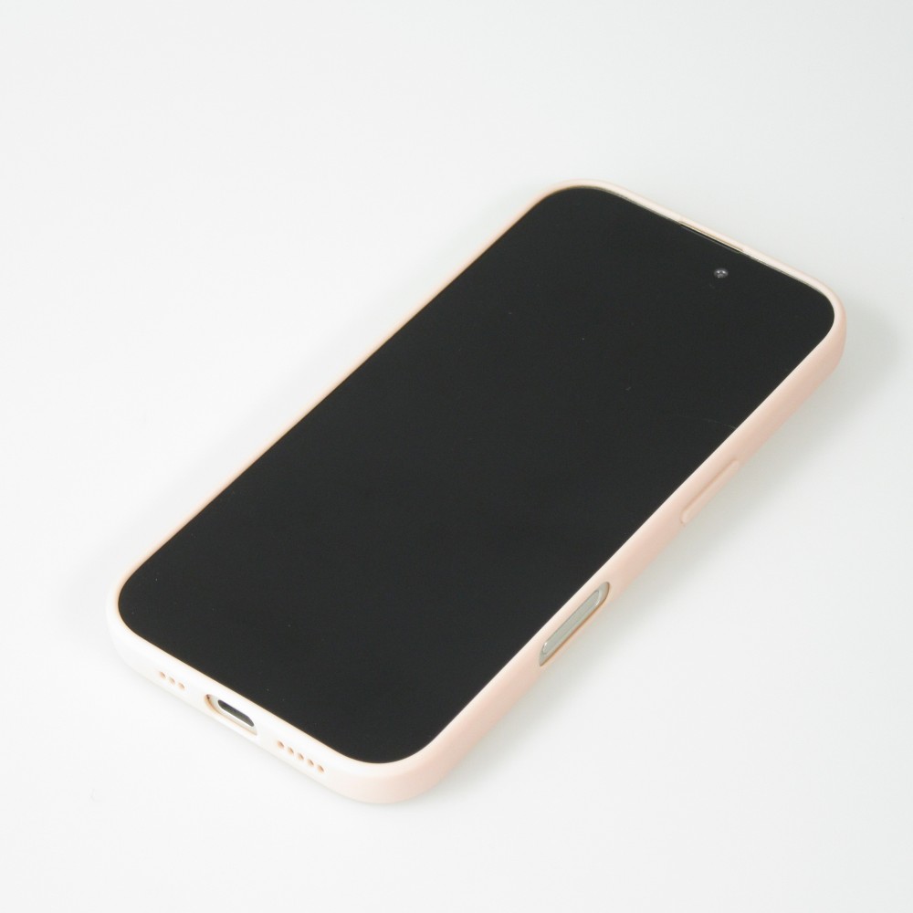 iPhone 16 Case Hülle - Silikon Mat Herz gold - Rosa