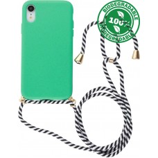 Hülle iPhone XR - Bio Eco-Friendly Vegan mit Handykette Necklace - Türkis