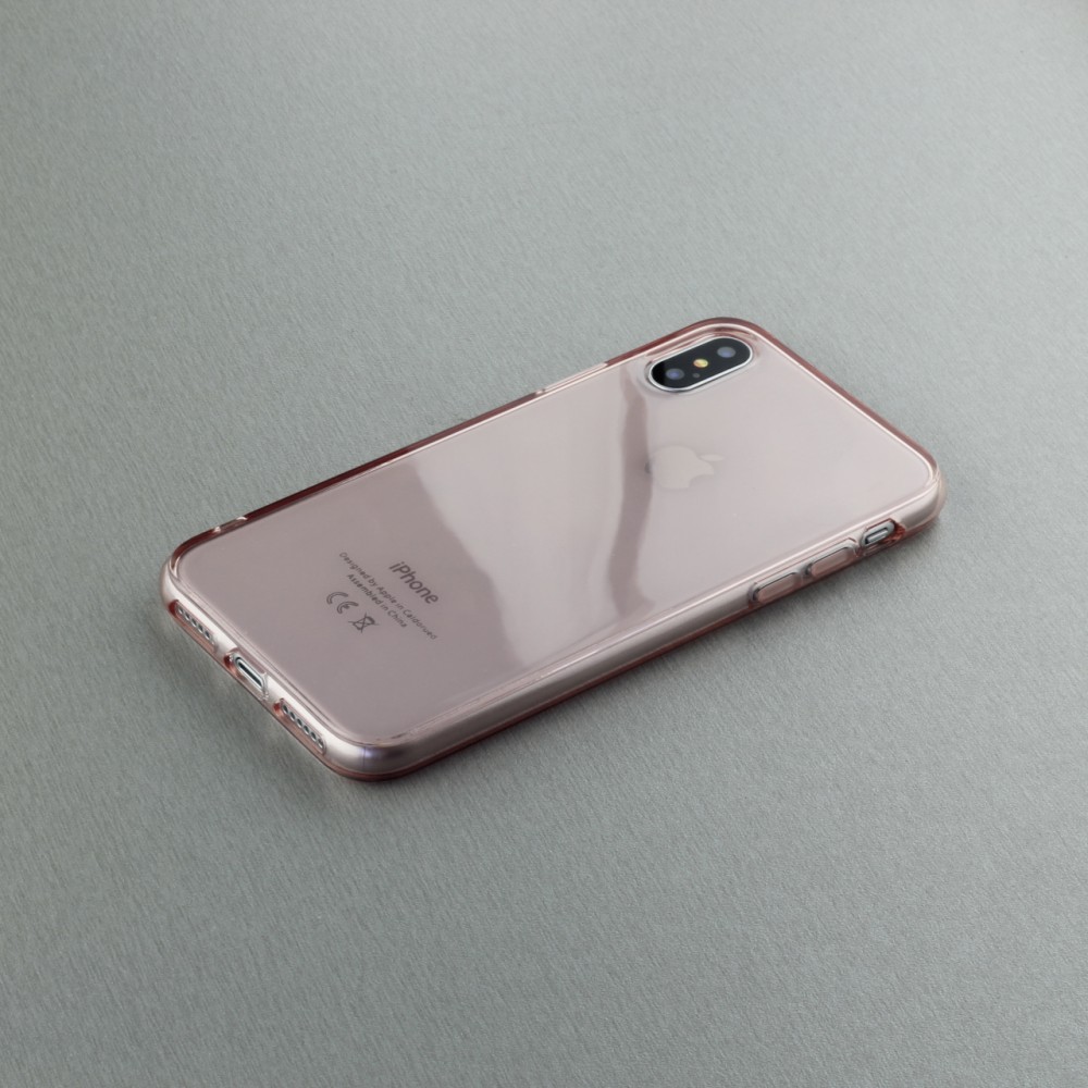 Hülle iPhone X / Xs - Gummi transparent - Hellrosa