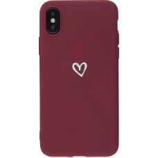 Hülle iPhone Xs Max - Gummi Herz - Rot