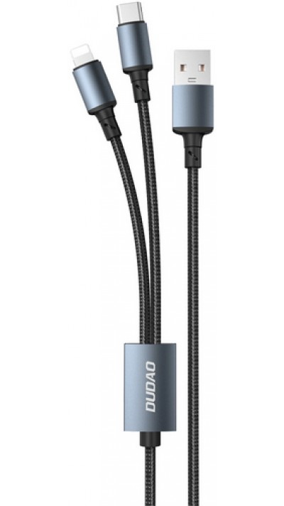 Dudao Ladekabel USB-A auf USB-C + Lightning für Android und iPhone 1.2M - Grau
