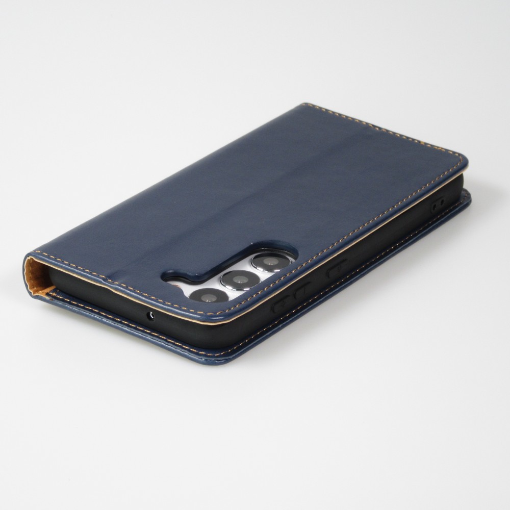 Fourre Samsung Galaxy S23 - Flip Shierre Shann cuir véritable - Bleu