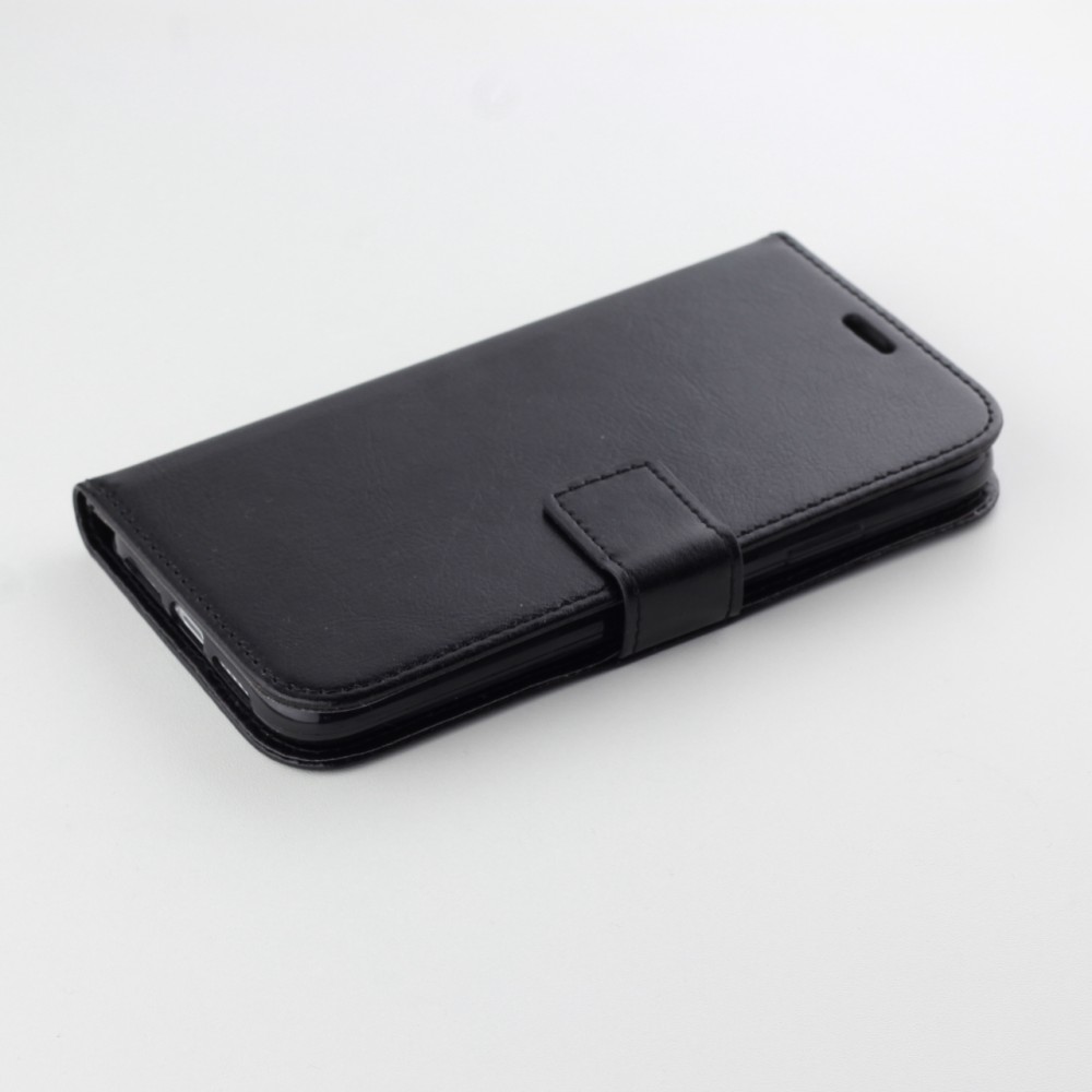 Hülle iPhone 13 mini - Premium Flip Leder Tasche - Schwarz