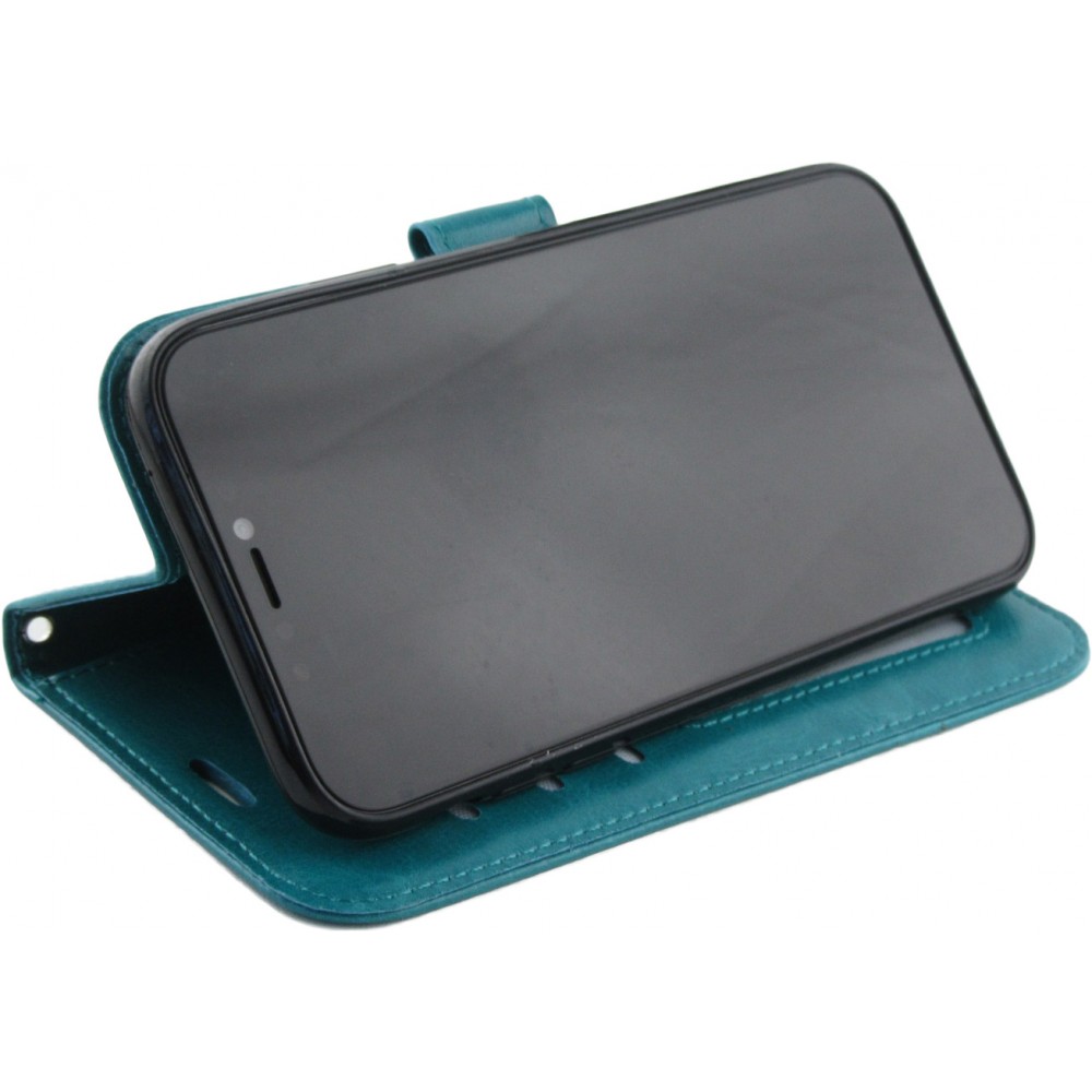 Hülle iPhone 13 mini - Premium Flip Leder Tasche - Türkis