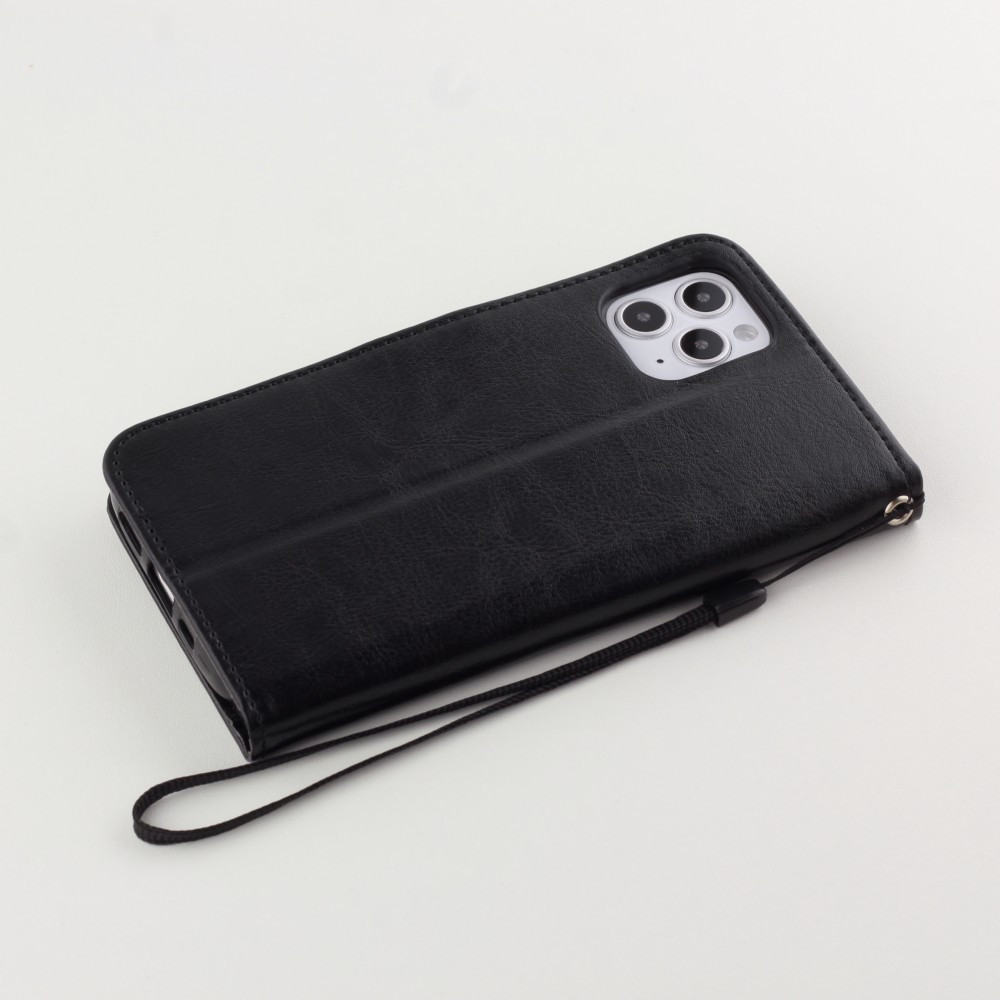 Hülle iPhone 12 / 12 Pro - Premium Flip Leder Tasche - Schwarz