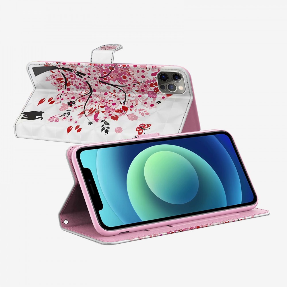 Hülle iPhone 7 / 8 / SE (2020, 2022) - 3D Flip Baum in voller Blüte