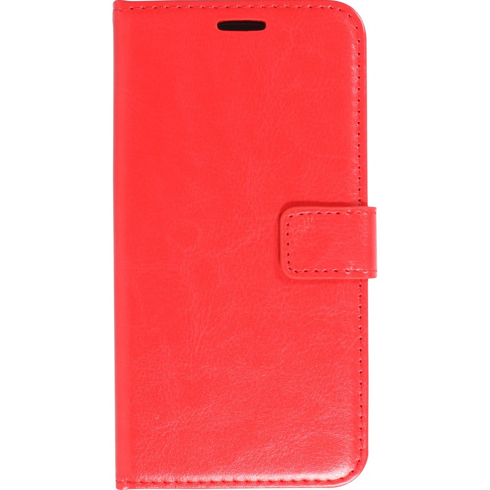 iPhone 14 Case Hülle - Premium Flip Leder Tasche - Rot