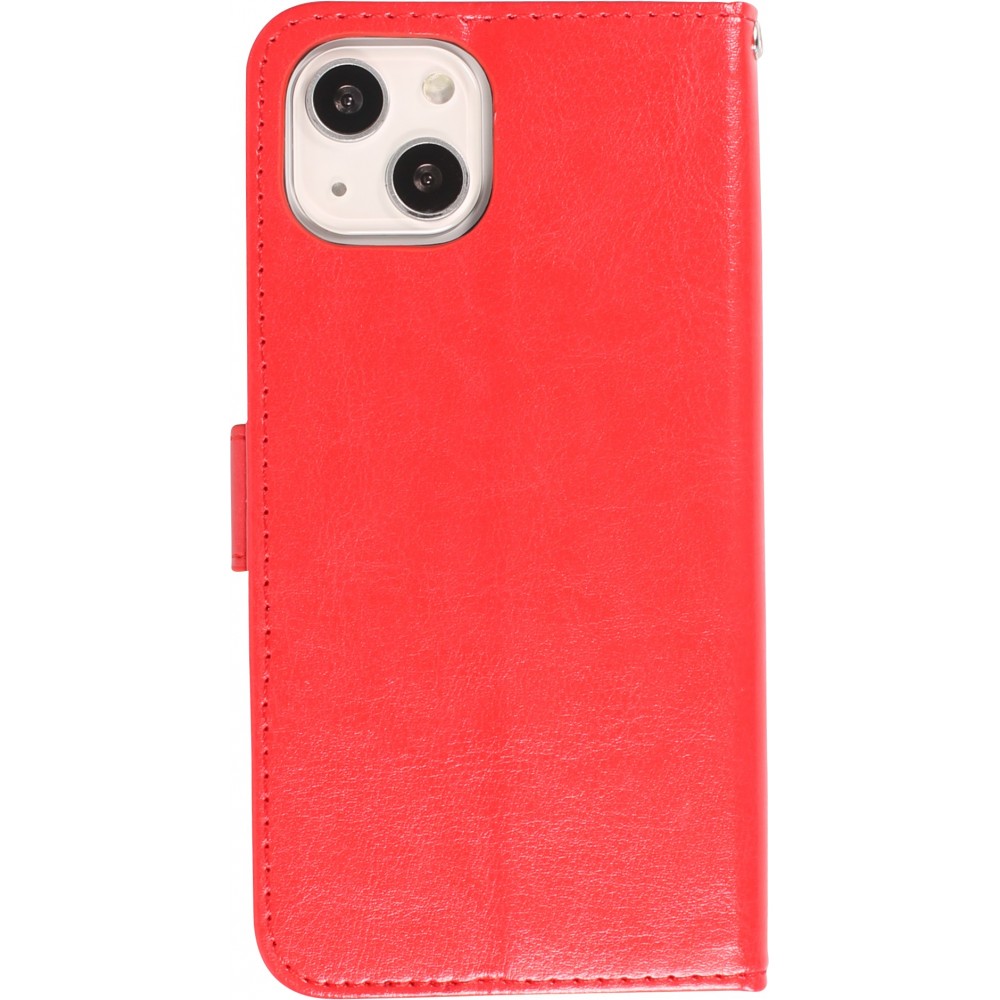 iPhone 14 Case Hülle - Premium Flip Leder Tasche - Rot