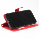 iPhone 14 Case Hülle - Premium Flip Leder Tasche - Rot