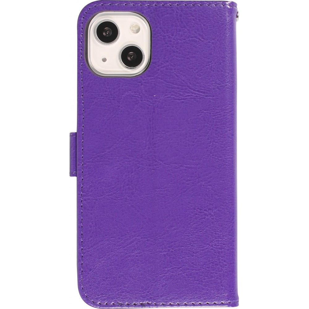 iPhone 14 Case Hülle - Premium Flip Leder Tasche - Violett