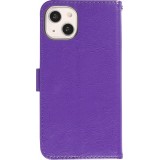 iPhone 14 Case Hülle - Premium Flip Leder Tasche - Violett