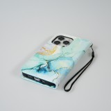 iPhone 12 / 12 Pro Case Hülle - Flip Wallet Liquid Color mit Magnet Verschluss - Mint Wave