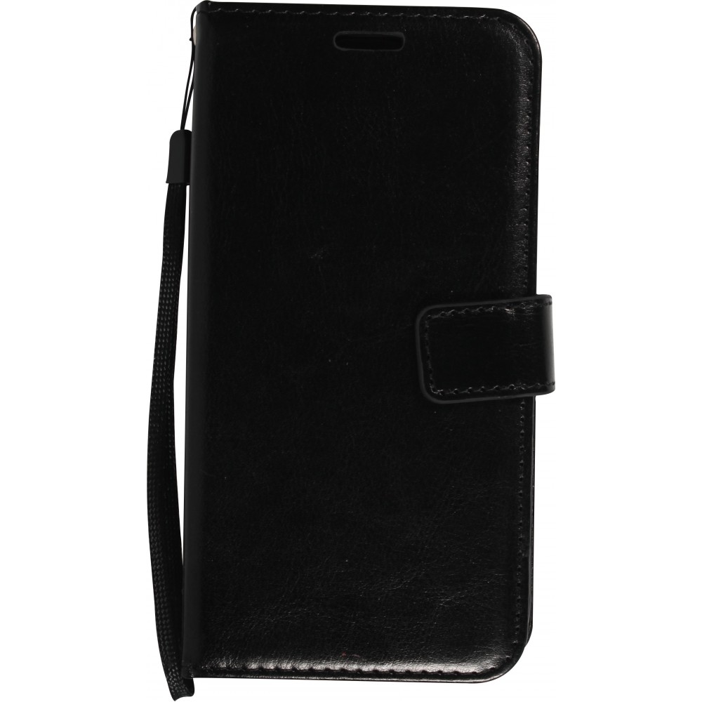 iPhone 16 Pro Max Case Hülle - Premium Flip Leder Tasche - Schwarz