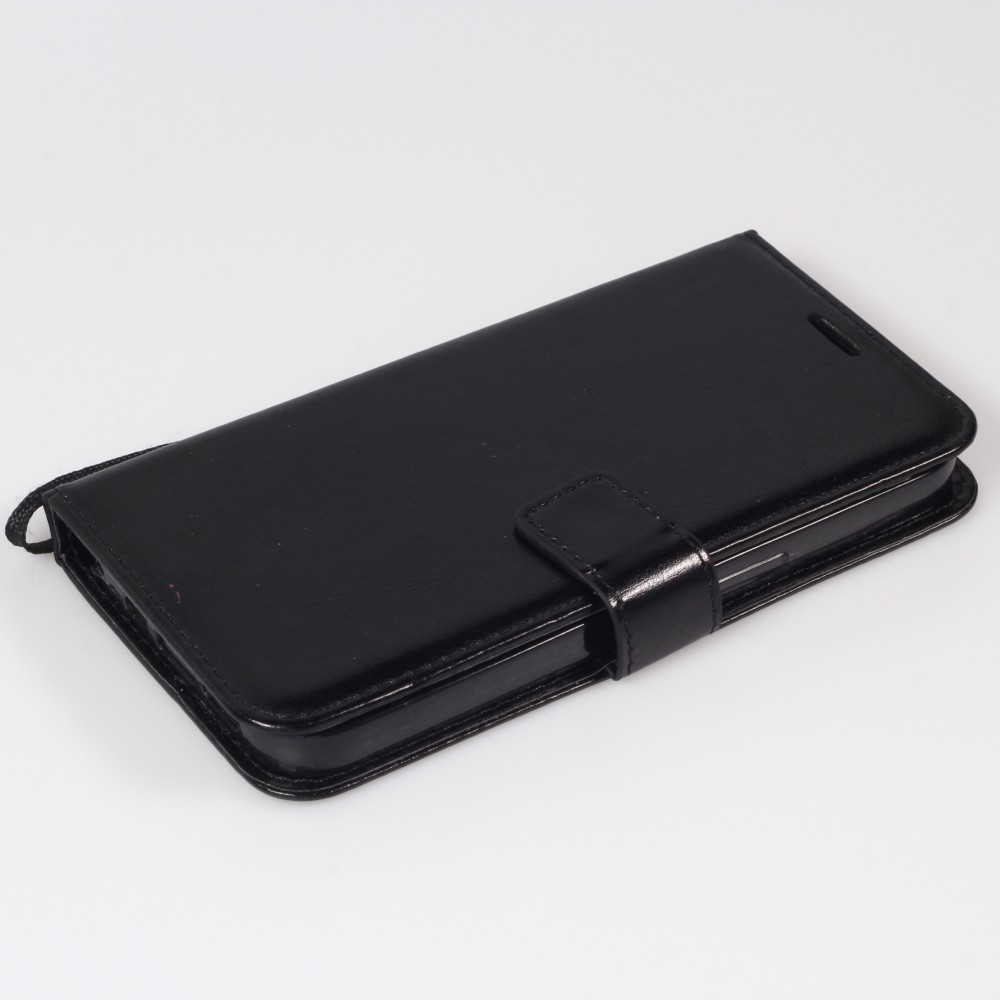 iPhone 16 Pro Max Case Hülle - Premium Flip Leder Tasche - Schwarz