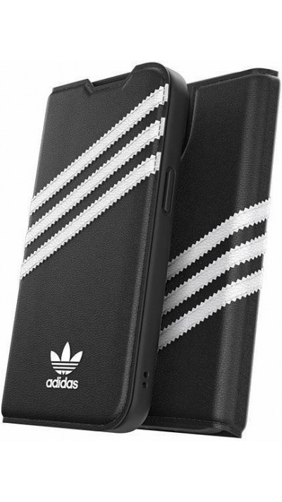 iPhone 14 Case Hülle - Adidas Flip Booklet 3-Streifen-Design - Schwarz