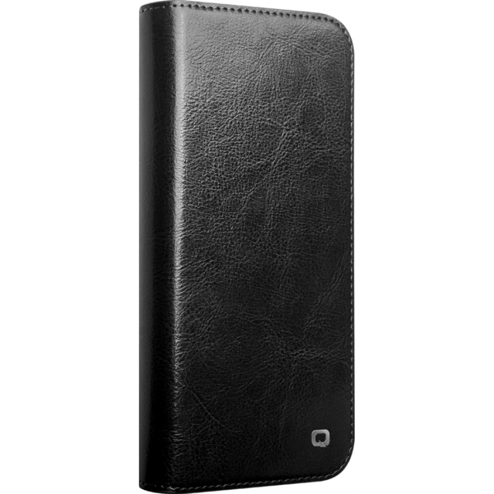 iPhone 16 Case Hülle - Qialino Flip Classic Wallet Echtleder - Schwarz