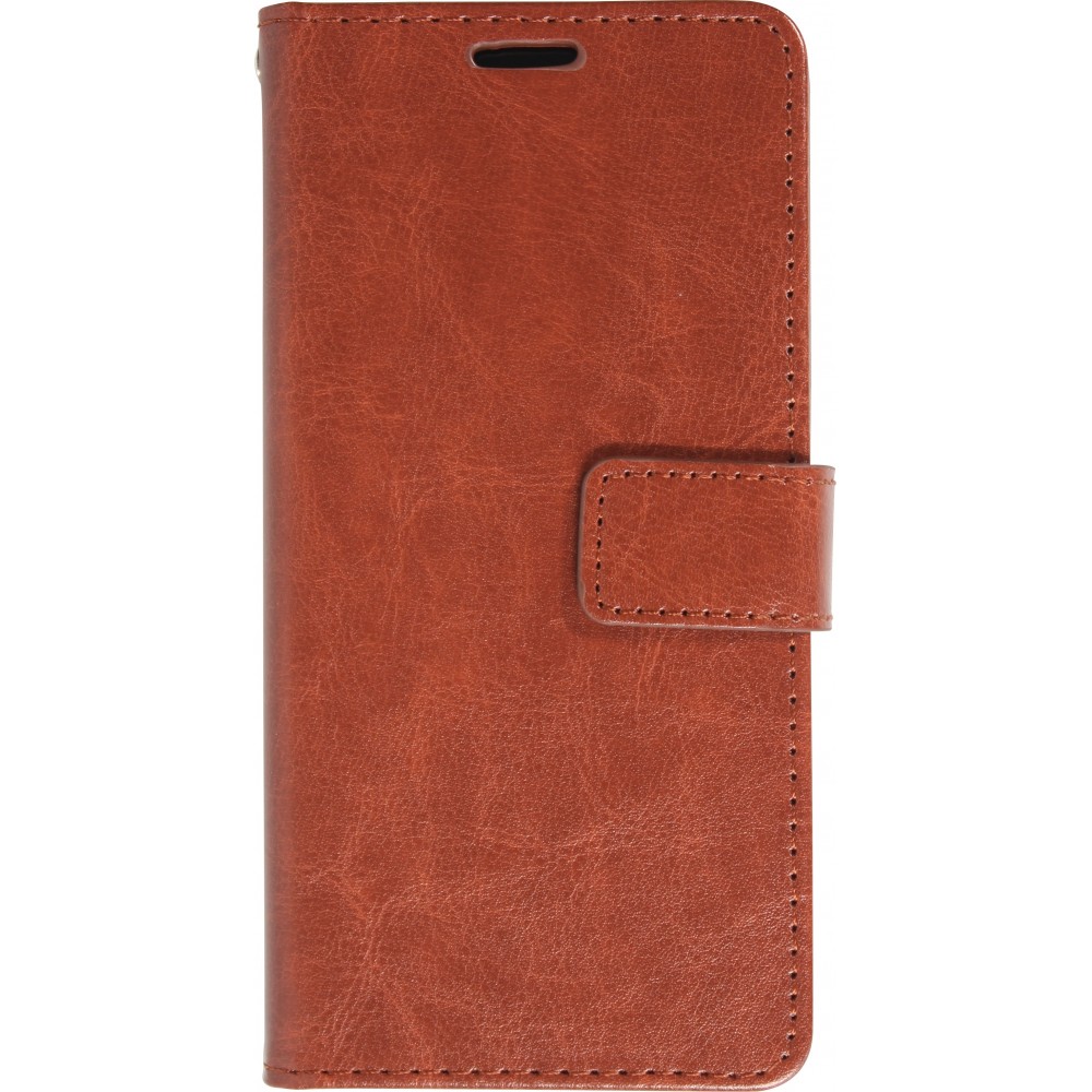 Hülle iPhone 16 - Premium Flip Leder Tasche - Braun