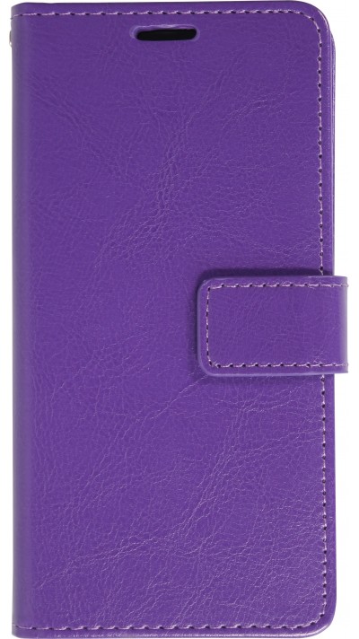 Fourre iPhone 16 - Premium Flip cuir lisse porte-cartes - Violet