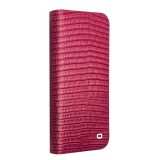 iPhone 16 Pro Max Case Hülle - Qialino Croco Flip Echtleder - Rosa