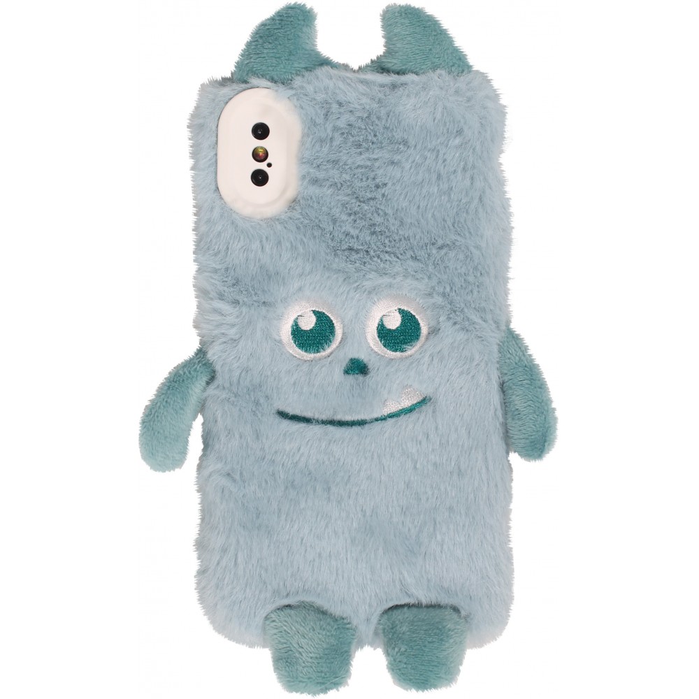 iPhone Xs Max Case Hülle - Fluffy weiches Plüschmonster  - Hellblau