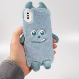 iPhone Xs Max Case Hülle - Fluffy weiches Plüschmonster  - Hellblau