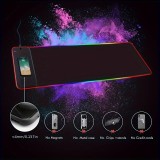 Gaming Pad LED professionnel XXL (80 x 30cm) RGB + surface de charge à induction Qi 10W - Noir