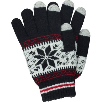 Strickhandschuhe "Snowflake" für Winter mit Touchscreen kompatibilität - Schwarz