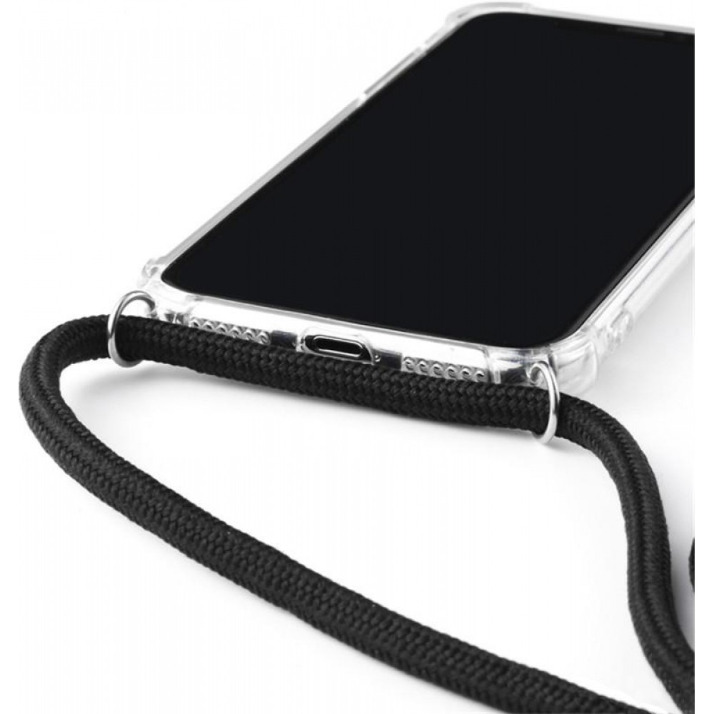 iPhone 13 Case Hülle - Gummi transparent mit Seil - Schwarz