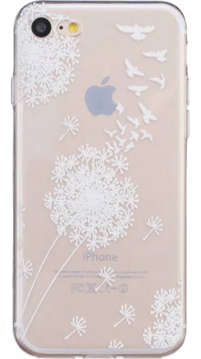 Hülle iPhone 7 / 8 / SE (2020, 2022) - Blume Transparent Weiß