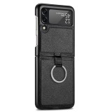 Galaxy Z Flip3 5G Case Hülle - Luxus Lederhülle in elegantem Look inkl. Tragering - Schwarz