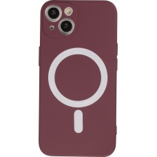 iPhone 15 Plus Case Hülle - Soft-Shell silikon cover mit MagSafe und Kameraschutz - Bordeaux