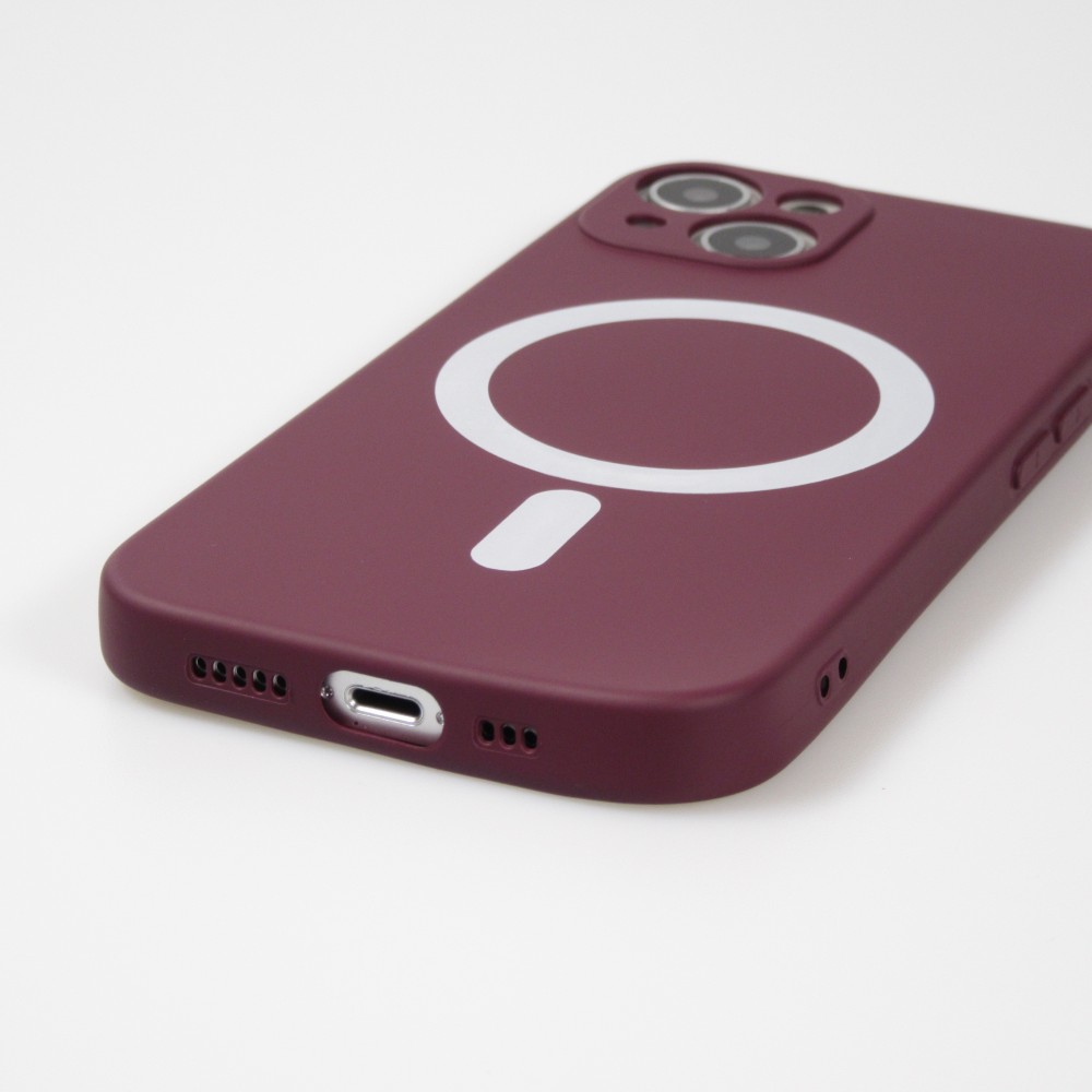 iPhone 15 Plus Case Hülle - Soft-Shell silikon cover mit MagSafe und Kameraschutz - Bordeaux