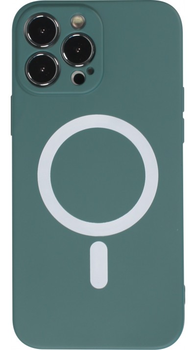 iPhone 13 Pro Case Hülle - Soft-Shell silikon cover mit MagSafe und Kameraschutz - Dunkelgrün