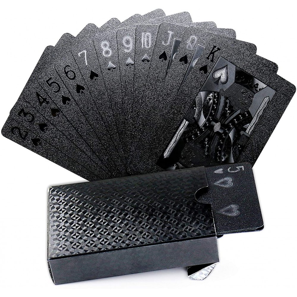 Poker Spielkarten Set - Crystal black wasserdichte und robuste Karten aus PVC - Schwarz glänzend