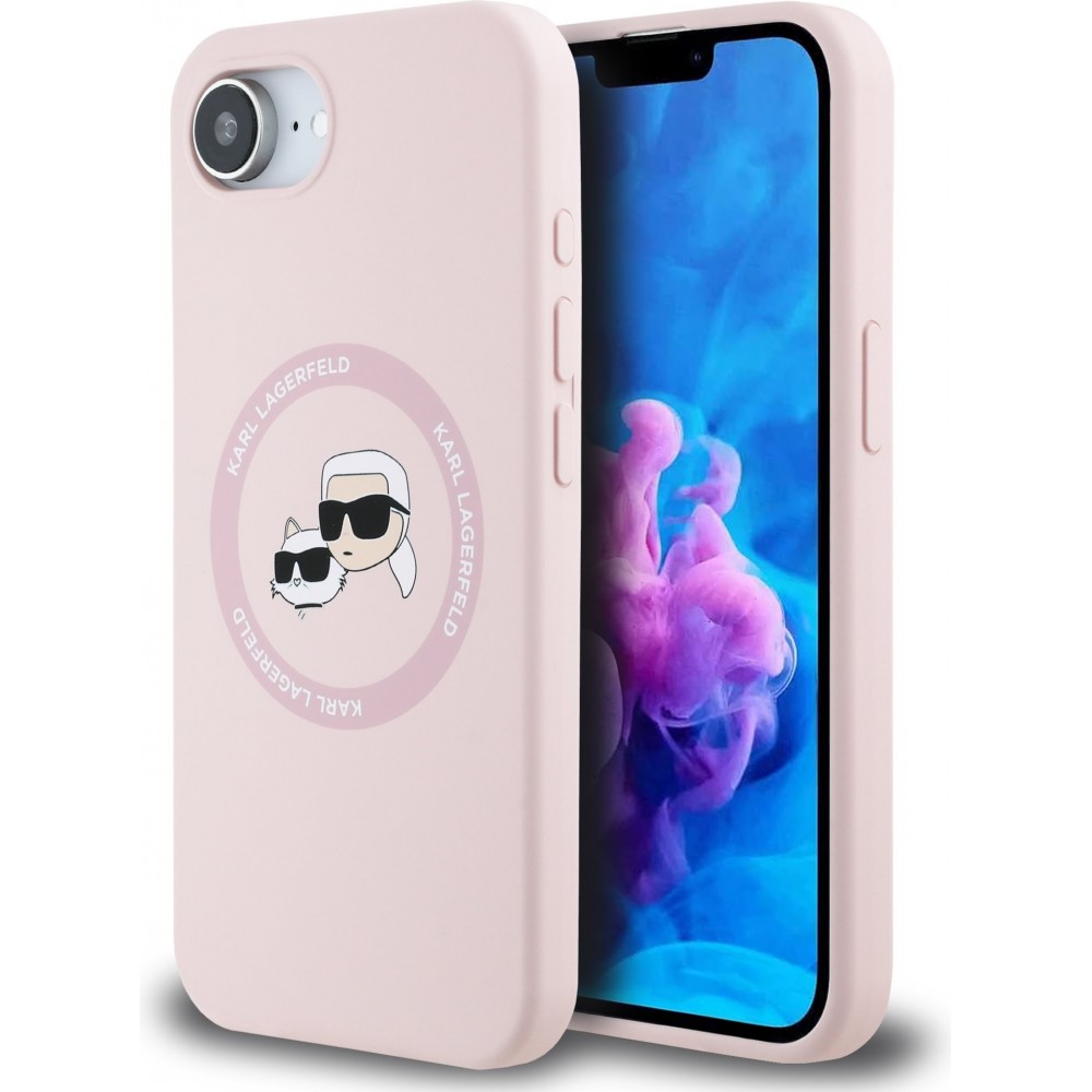 iPhone 16e Case Hülle - Karl Lagerfeld Choupette Silikon Soft Touch mit MagSafe - Rosa