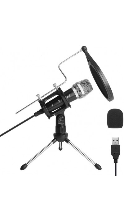 Professionelles Streaming und Studio + Gaming Mikrofon mit Noise-Filter - USB