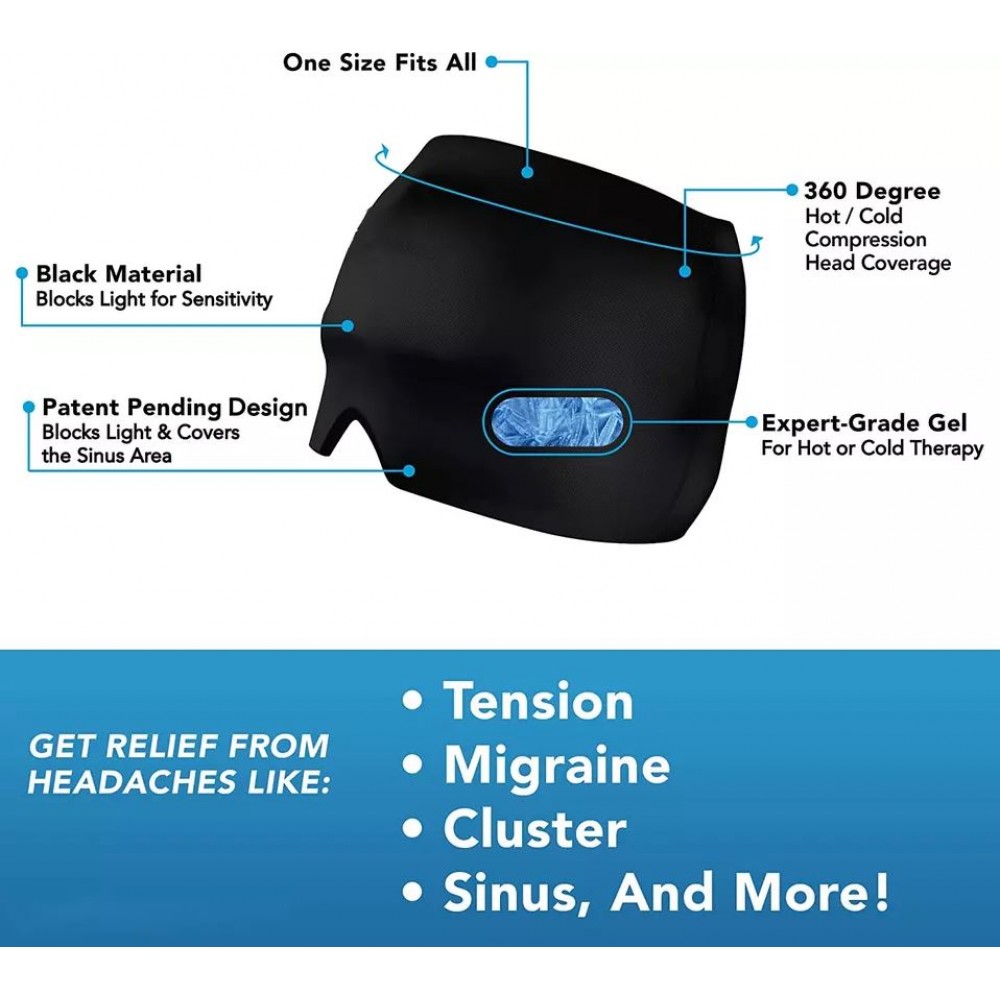 Universal Anti-Migränen Kälte & Wärme Therapie Kopfband für Erwachsene - Blau