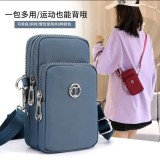 Ultraleichte Mini-Schultertasche 3 Taschen mit Reißverschluss und abnehmbarem Riemen - Blau