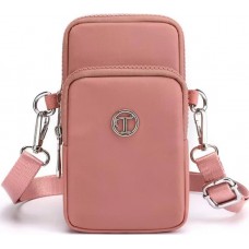 Ultraleichte Mini-Schultertasche 3 Taschen mit Reißverschluss und abnehmbarem Riemen - Rosa