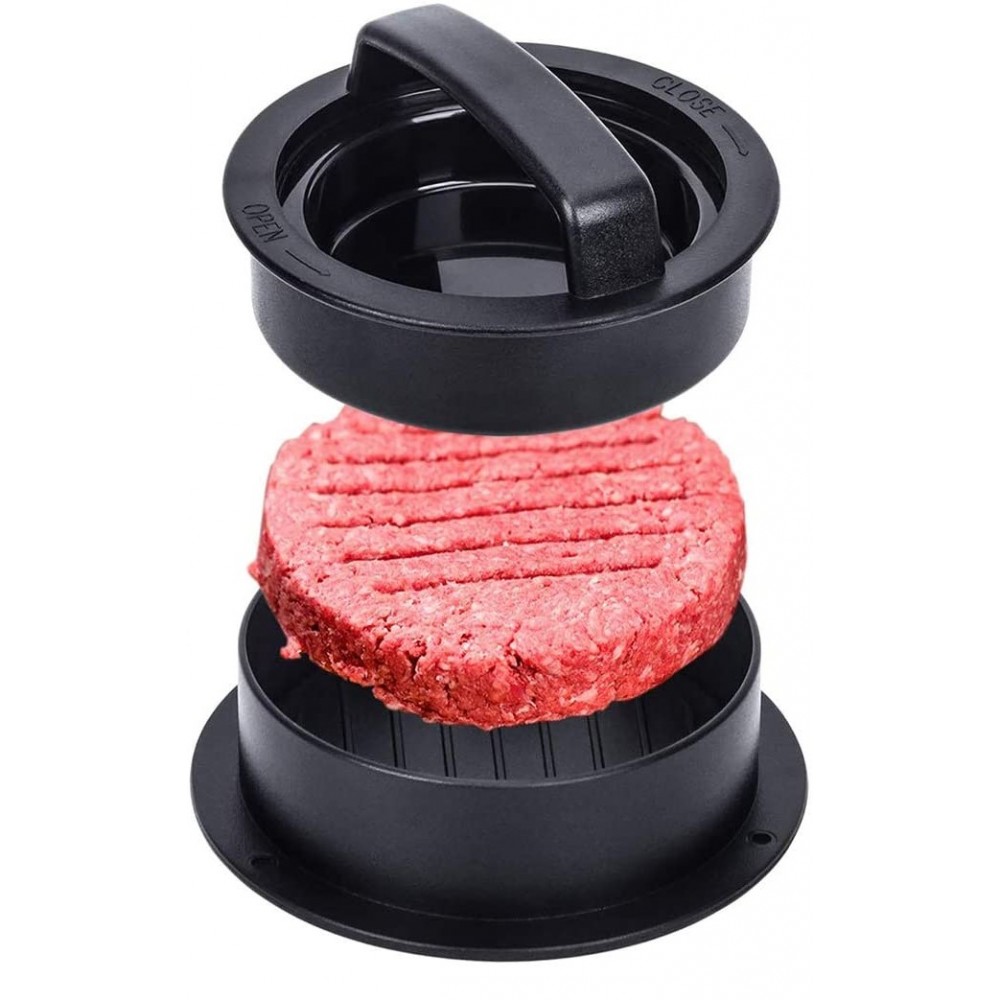 Set 3 en 1 pour le moulage des hamburgers - 2 tailles de moules plus 1 presseur pour des galettes parfaites