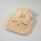 Petite mini bouillotte avec enveloppe de lapin à la peluche douce - Beige