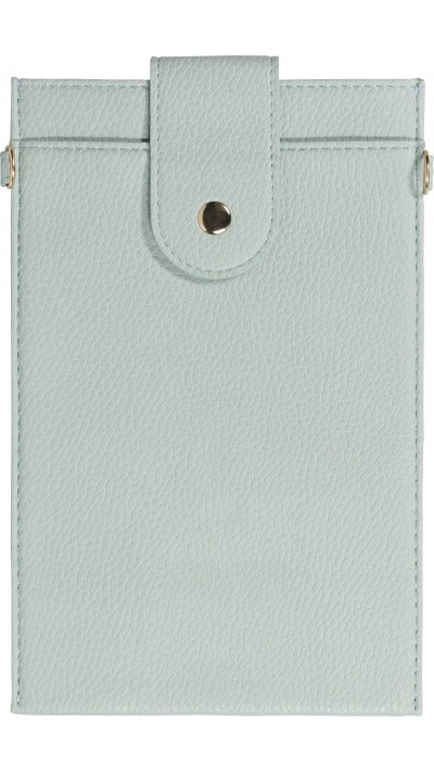 Elegante universelle Smartphone Umhängetasche aus veganem Leder inkl. Umhängegurt aus Leder (vegan) - Hellblau