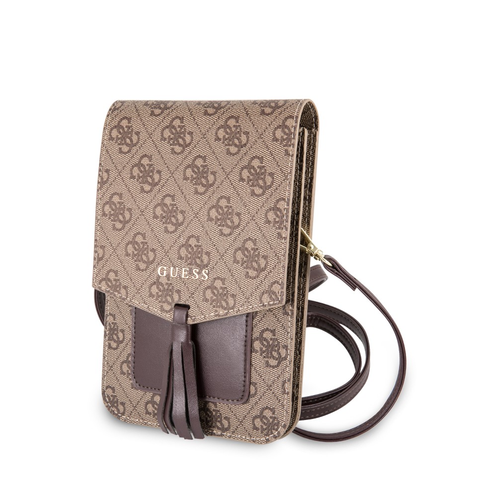 Universaltasche/kleine Tasche von Guess mit Monogramm aus Kunstleder und integriertem Riemen - Braun